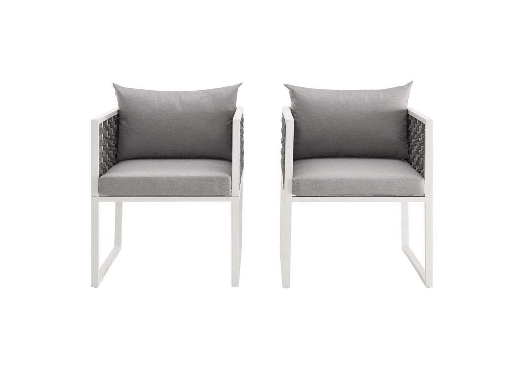 EEI-3183-WHI-GRY-SET Stance Outdoor Patio Aluminum Dining Armchair Set Of 2 By Modway