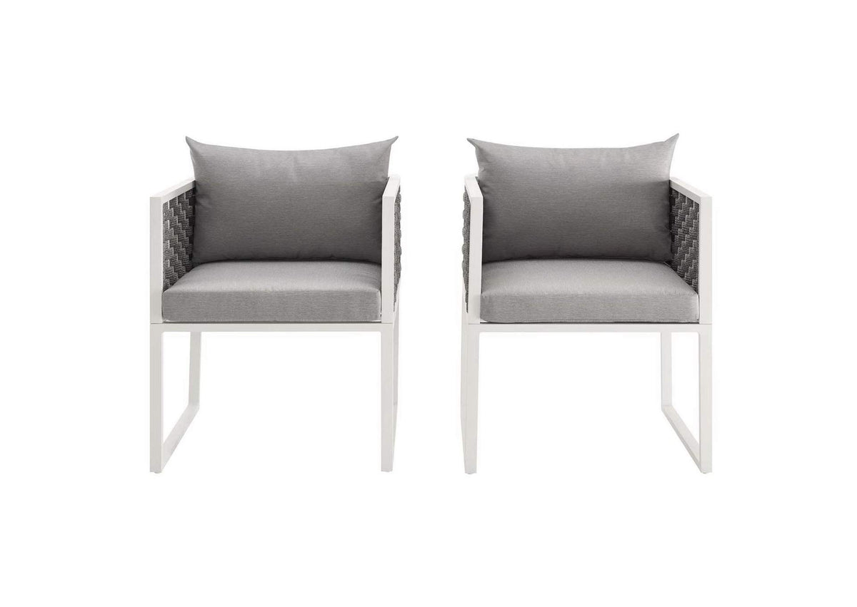 EEI-3183-WHI-GRY-SET Stance Outdoor Patio Aluminum Dining Armchair Set Of 2 By Modway