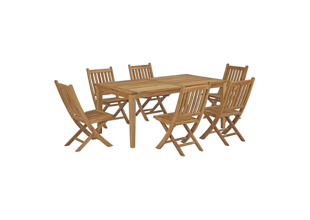 EEI-3205-NAT-SET Marina 7 Piece Outdoor Patio Teak Dining Set By Modway