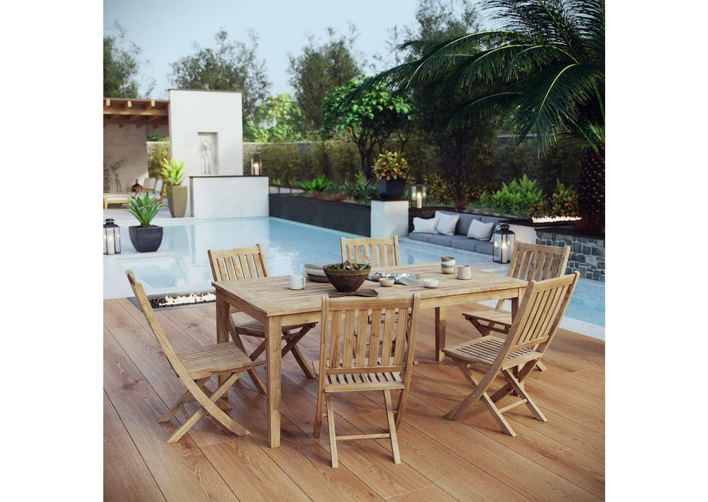 EEI-3205-NAT-SET Marina 7 Piece Outdoor Patio Teak Dining Set By Modway
