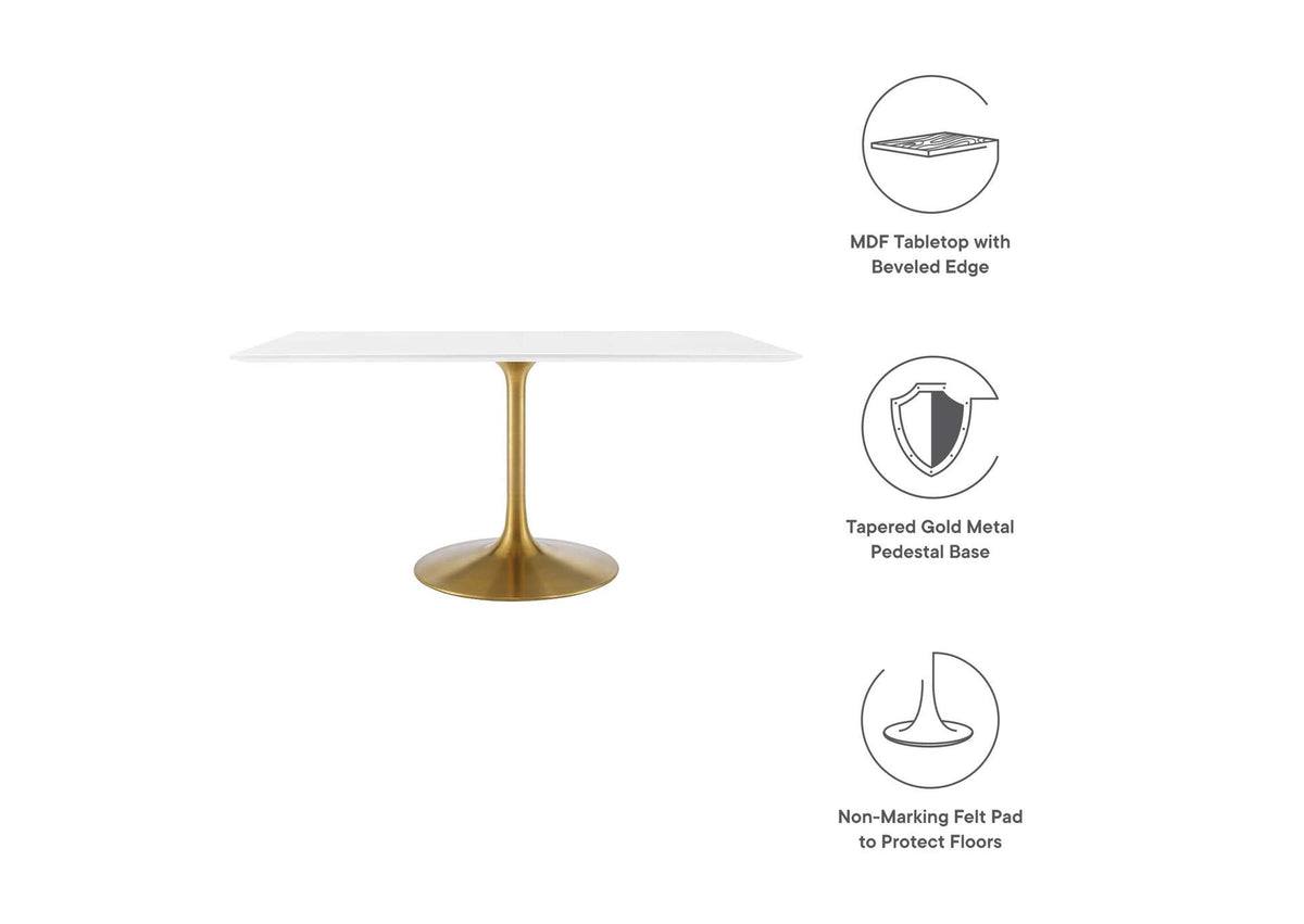 EEI-3256-GLD-WHI Lippa 60" Rectangular Wood Dining Table By Modway