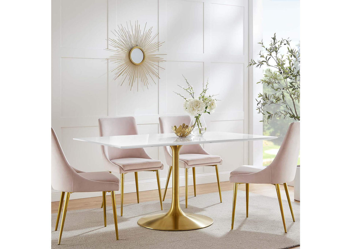 EEI-3256-GLD-WHI Lippa 60" Rectangular Wood Dining Table By Modway