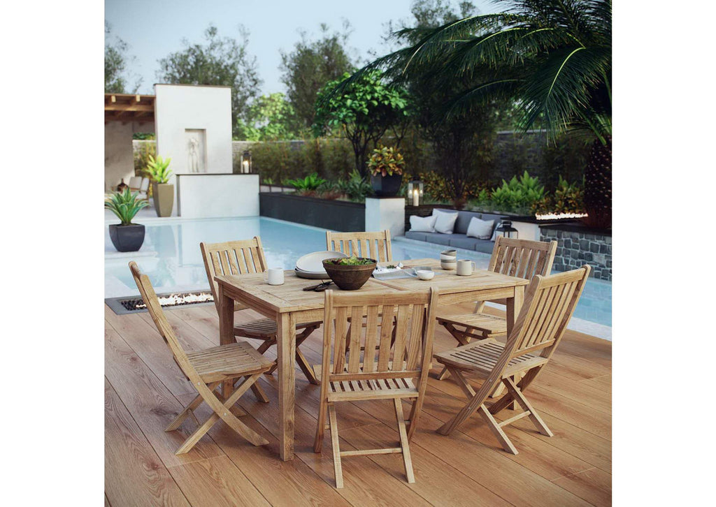 EEI-3290-NAT-SET Marina 7 Piece Outdoor Patio Teak Dining Set By Modway