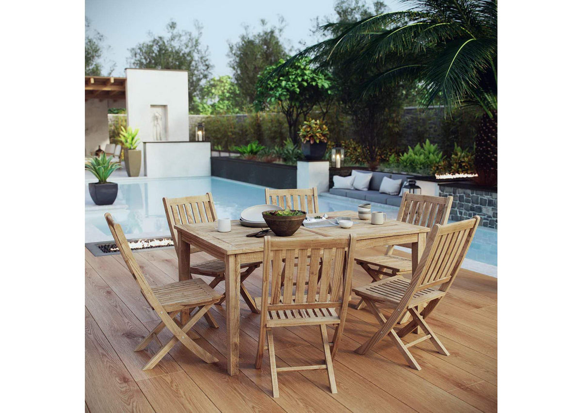 EEI-3290-NAT-SET Marina 7 Piece Outdoor Patio Teak Dining Set By Modway