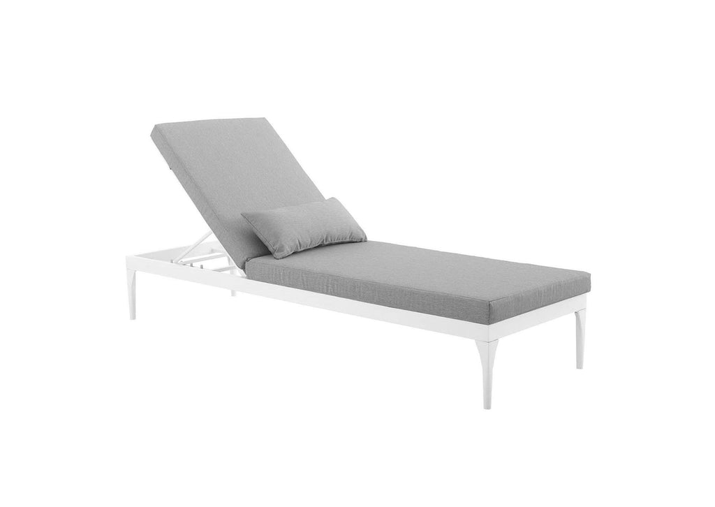 EEI-3301-WHI-GRY Perspective Cushion Outdoor Patio Chaise Lounge Chair By Modway