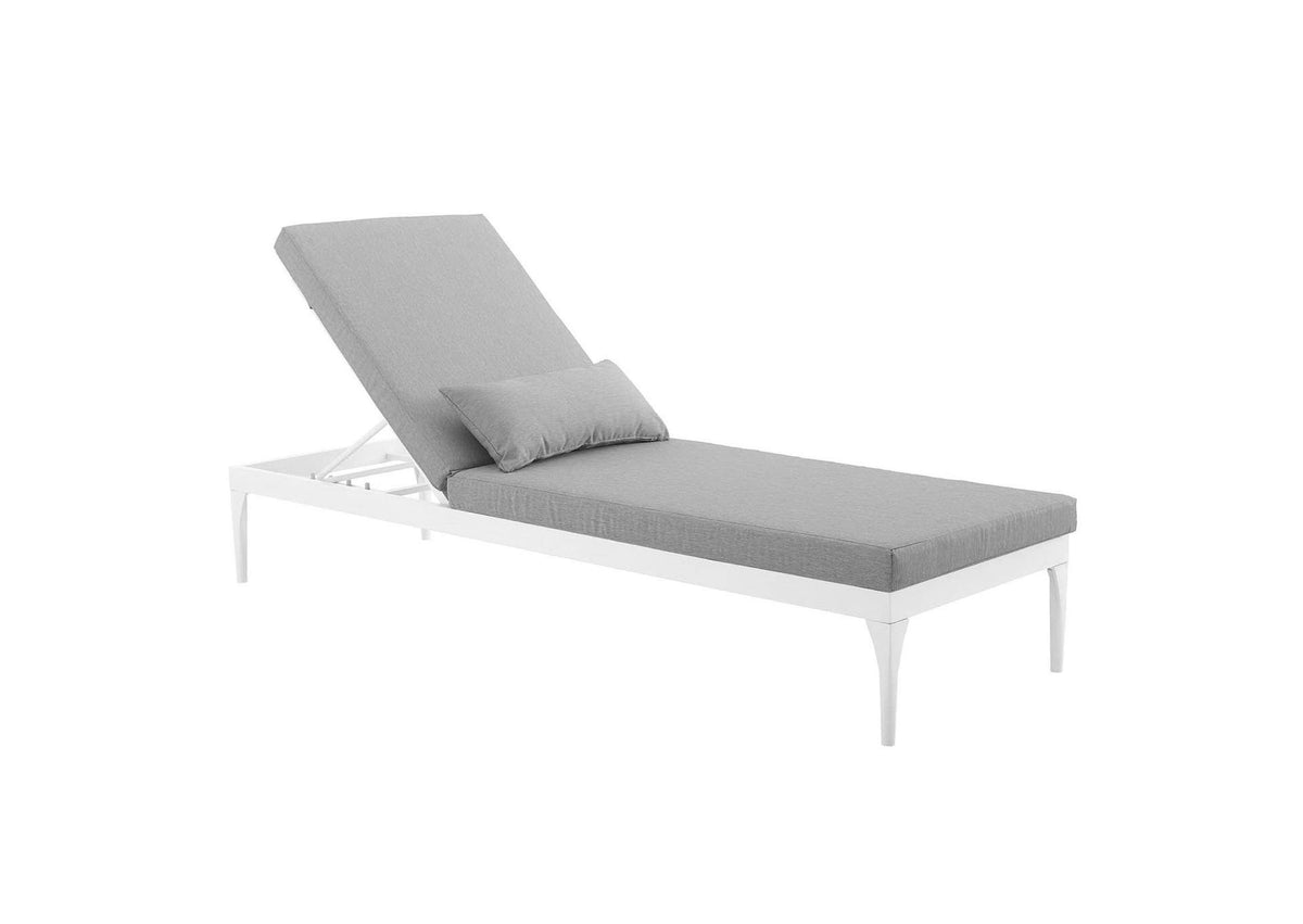 EEI-3301-WHI-GRY Perspective Cushion Outdoor Patio Chaise Lounge Chair By Modway