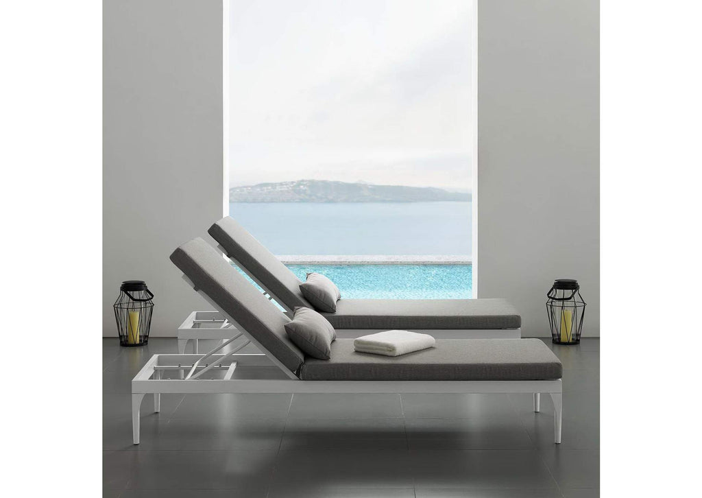 EEI-3301-WHI-GRY Perspective Cushion Outdoor Patio Chaise Lounge Chair By Modway