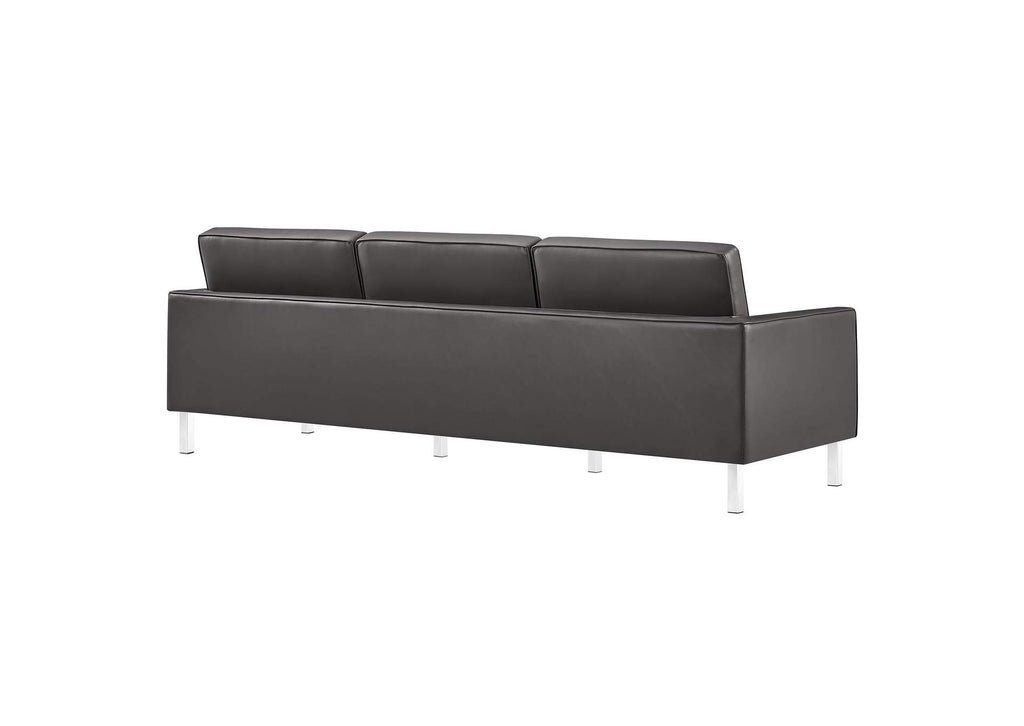 EEI-3385-SLV-GRY Loft Tufted Vegan Leather Sofa By Modway
