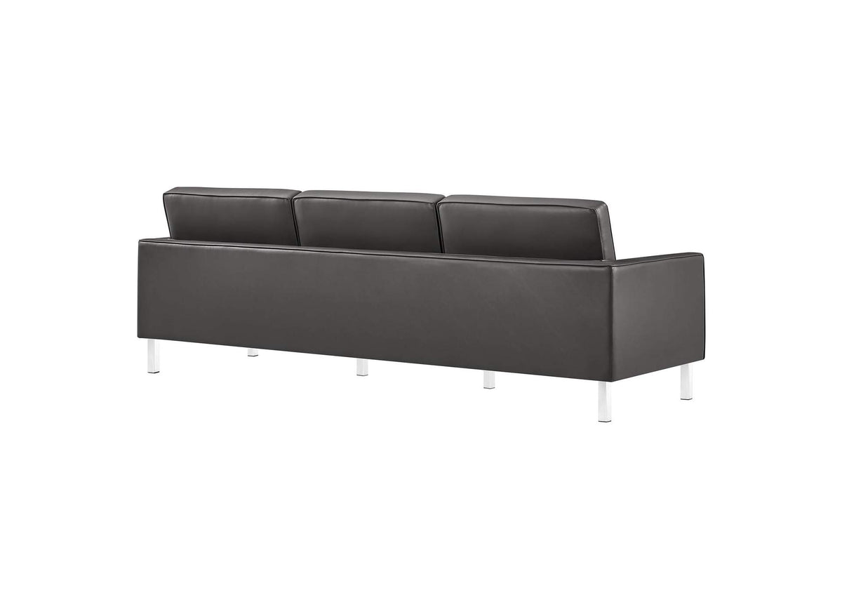 EEI-3385-SLV-GRY Loft Tufted Vegan Leather Sofa By Modway