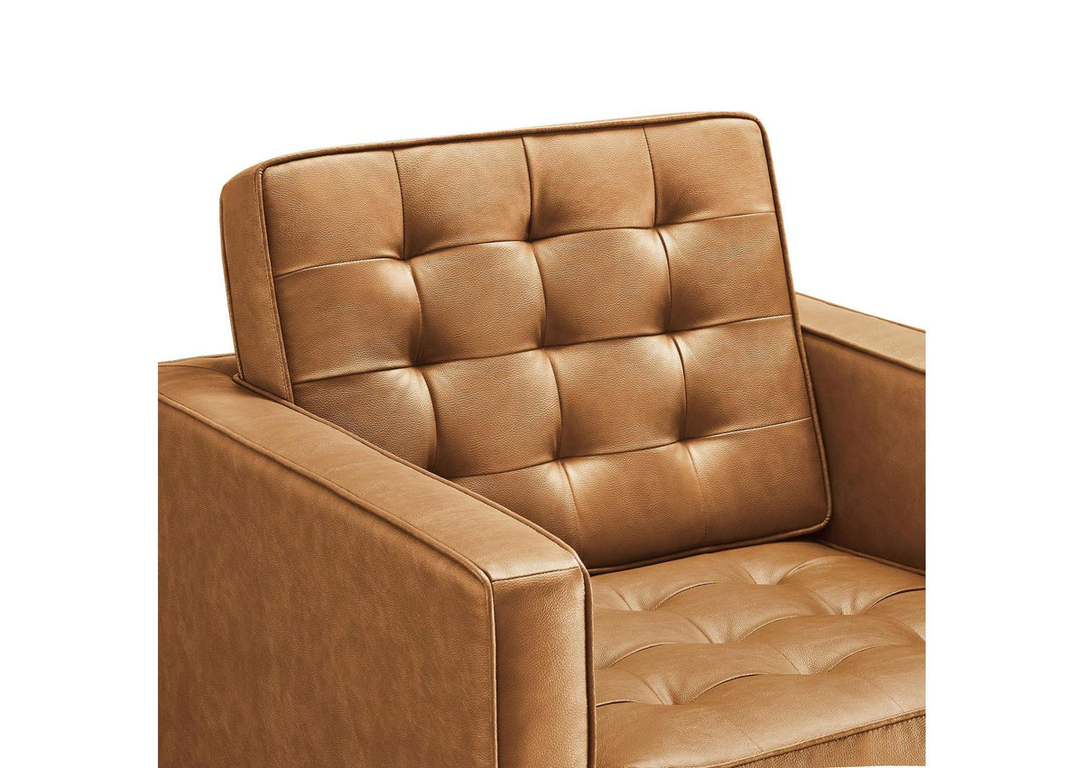 EEI-3391-SLV-TAN Loft Tufted Vegan Leather Armchair By Modway