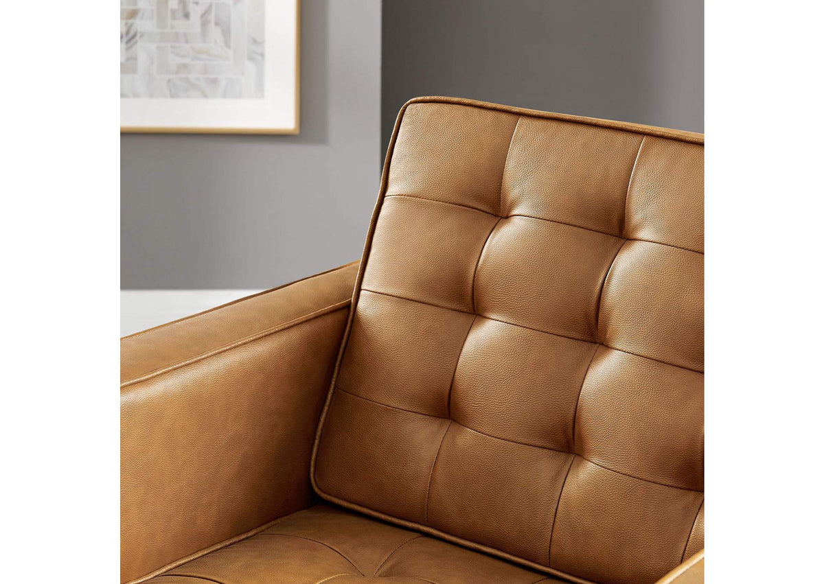 EEI-3391-SLV-TAN Loft Tufted Vegan Leather Armchair By Modway
