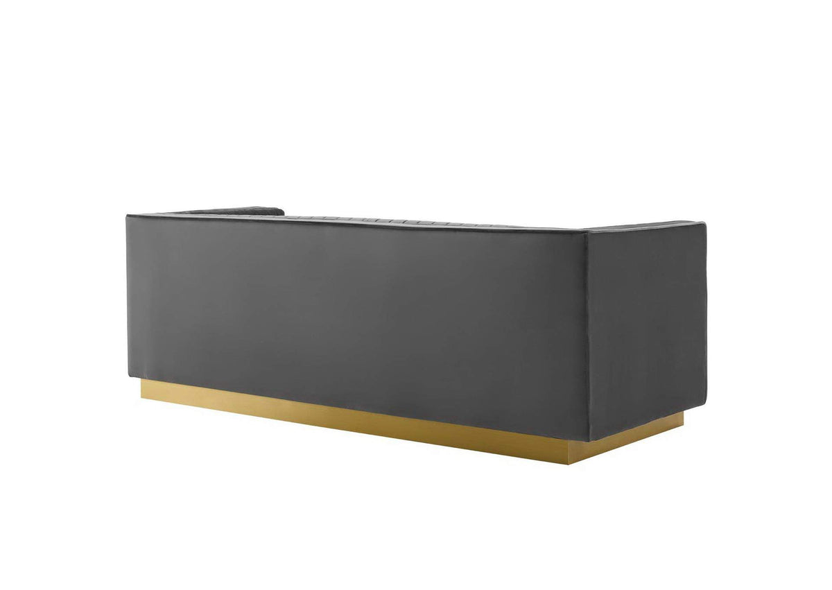 EEI-3405-GRY Sanguine Vertical Channel Tufted Performance Velvet Sofa By Modway