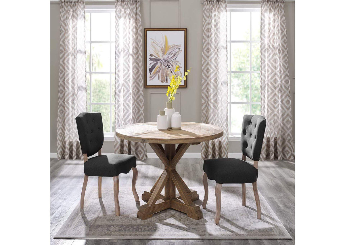 EEI-3492-BRN Stitch 47" Round Pine Wood Dining Table By Modway