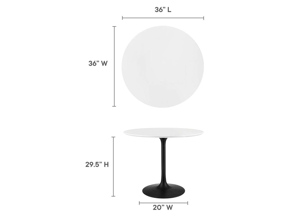 EEI-3511-BLK-WHI Lippa 36" Round Wood Dining Table By Modway