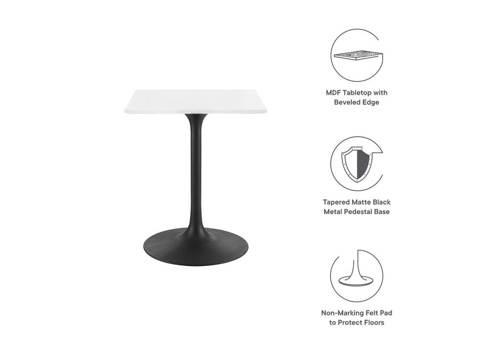 EEI-3512-BLK-WHI Lippa 24" Square Wood Dining Table By Modway