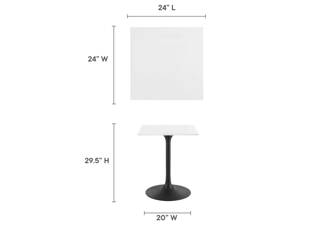 EEI-3512-BLK-WHI Lippa 24" Square Wood Dining Table By Modway