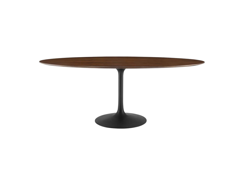 EEI-3544-BLK-WAL Lippa 78" Oval Walnut Wood Dining Table By Modway
