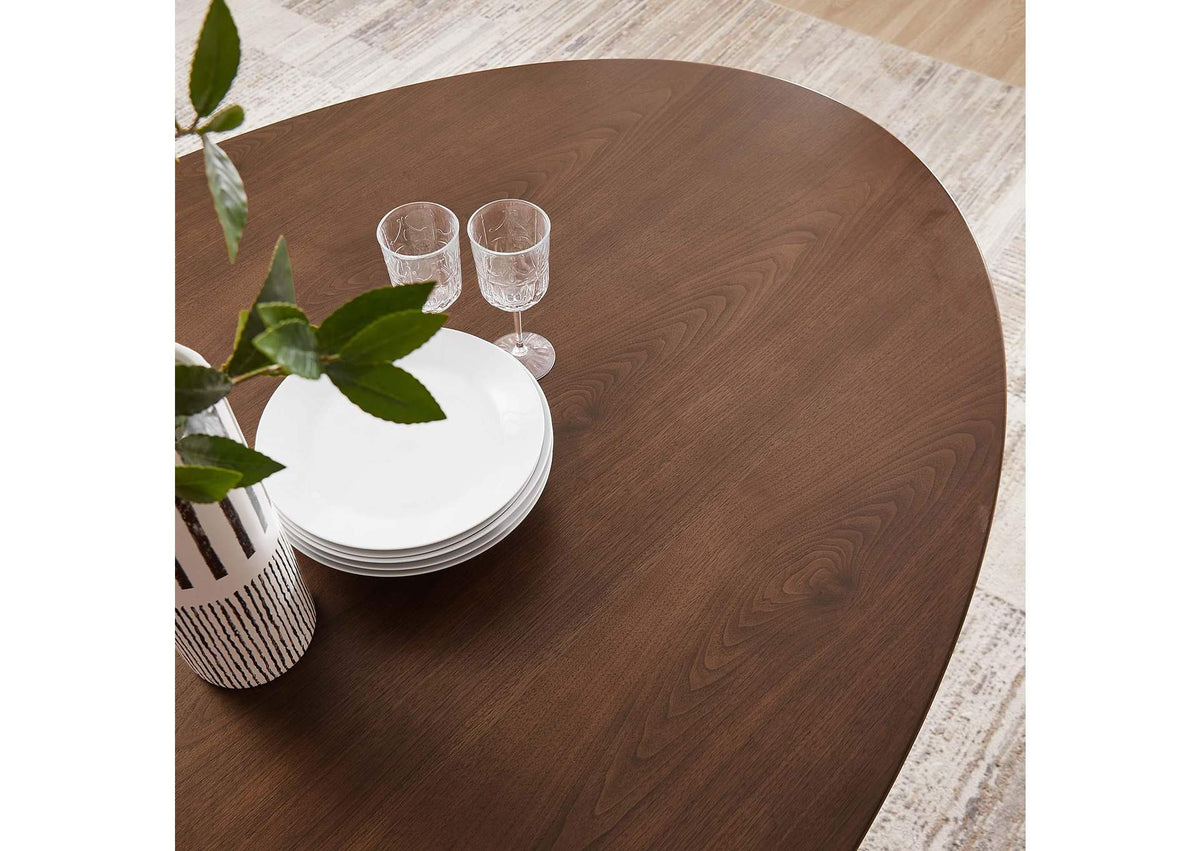 EEI-3544-BLK-WAL Lippa 78" Oval Walnut Wood Dining Table By Modway