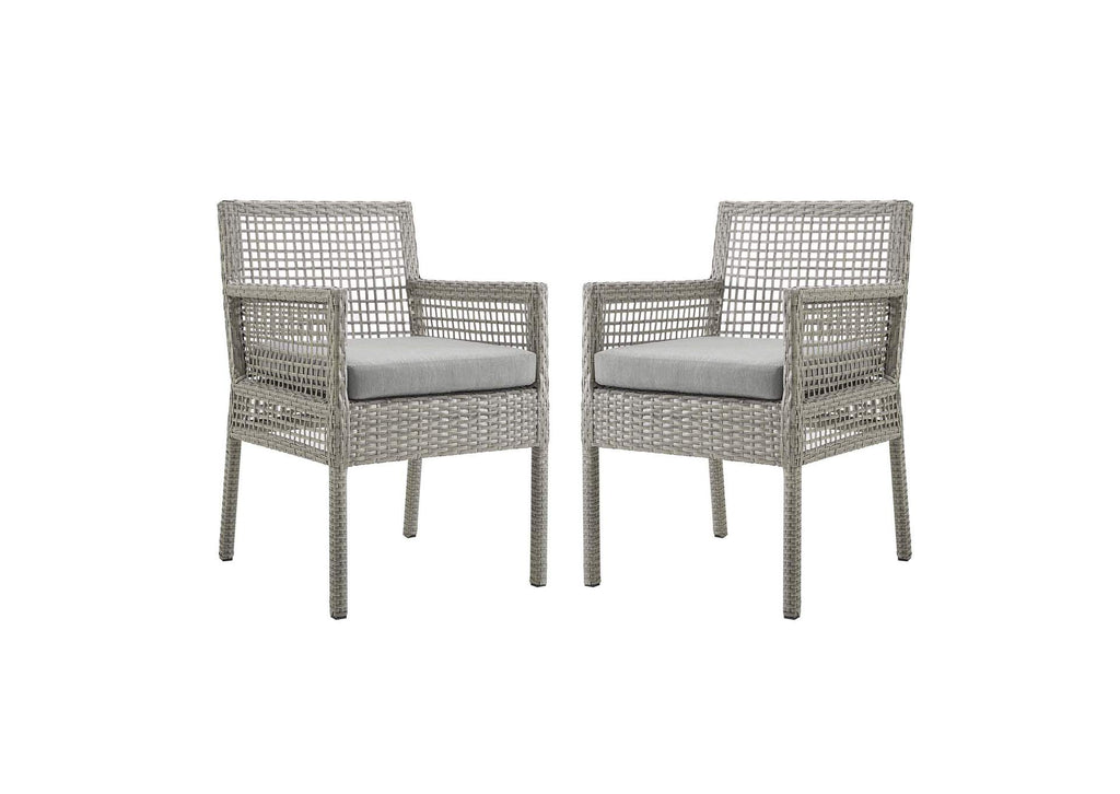 EEI-3561-GRY-GRY Aura Outdoor Patio Wicker Rattan Dining Armchair Set Of 2 By Modway