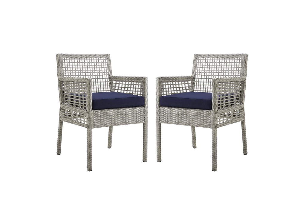 EEI-3561-GRY-NAV Aura Outdoor Patio Wicker Rattan Dining Armchair Set Of 2 By Modway