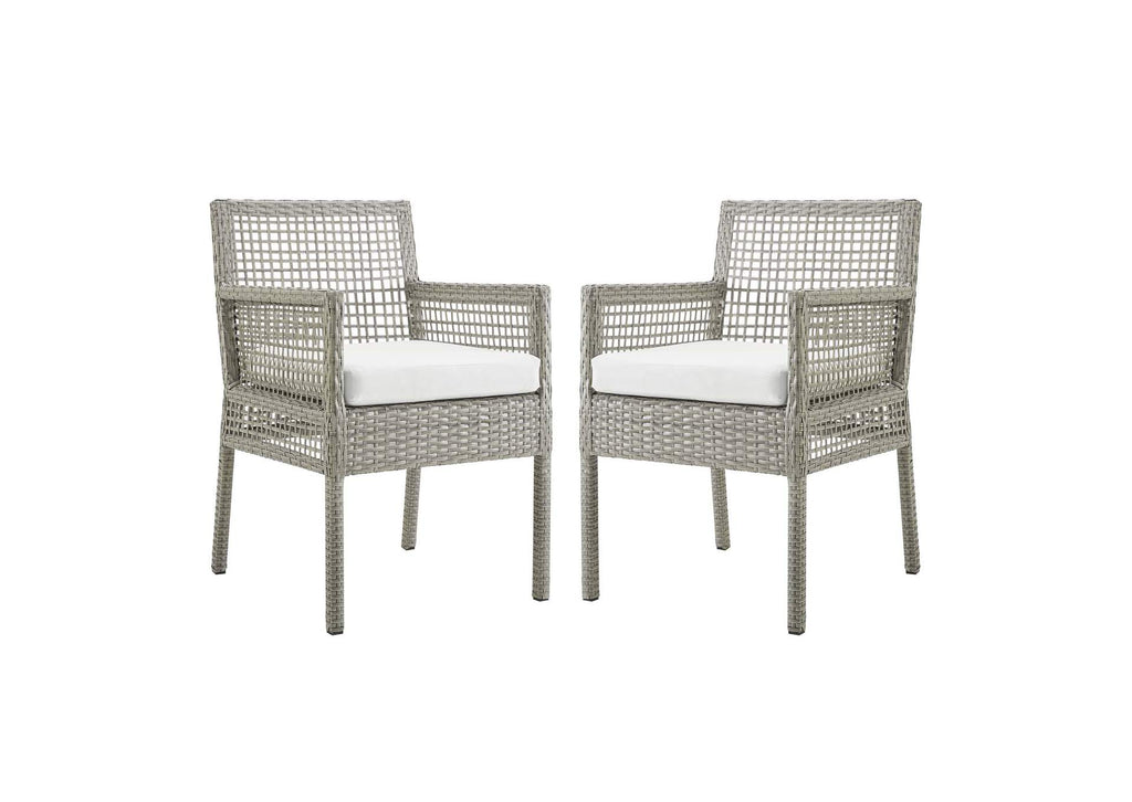 EEI-3561-GRY-WHI Aura Outdoor Patio Wicker Rattan Dining Armchair Set Of 2 By Modway