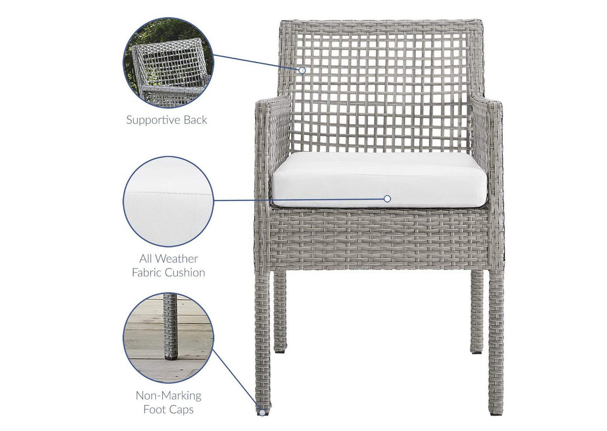 EEI-3561-GRY-WHI Aura Outdoor Patio Wicker Rattan Dining Armchair Set Of 2 By Modway