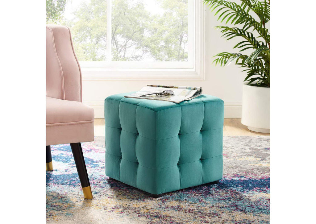EEI-3577-TEA Contour Tufted Cube Performance Velvet Ottoman By Modway