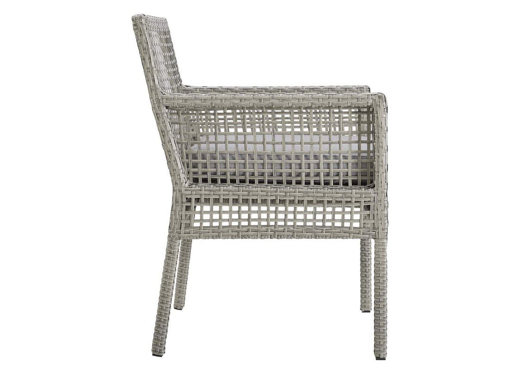 EEI-3594-GRY-GRY Aura Outdoor Patio Wicker Rattan Dining Armchair Set Of 4 By Modway