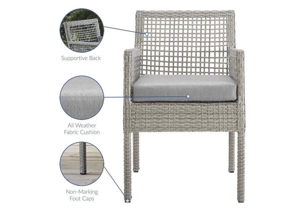 EEI-3594-GRY-GRY Aura Outdoor Patio Wicker Rattan Dining Armchair Set Of 4 By Modway