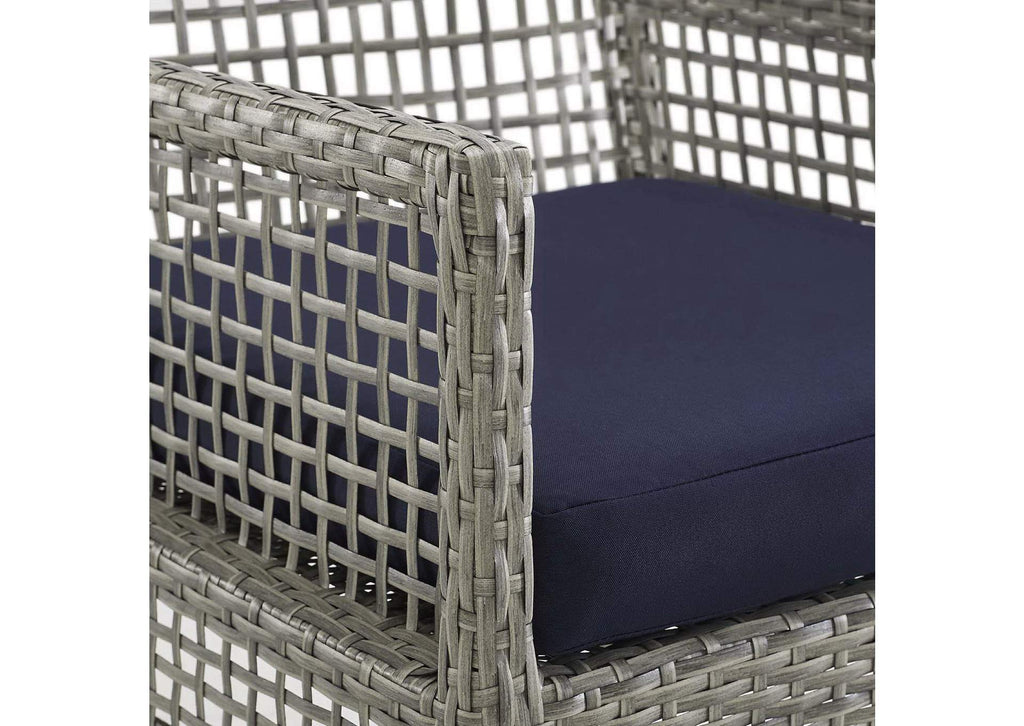 EEI-3594-GRY-NAV Aura Outdoor Patio Wicker Rattan Dining Armchair Set Of 4 By Modway
