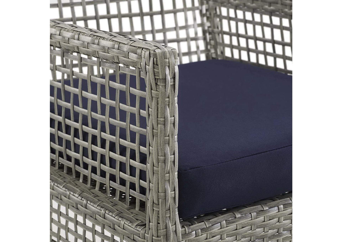 EEI-3594-GRY-NAV Aura Outdoor Patio Wicker Rattan Dining Armchair Set Of 4 By Modway