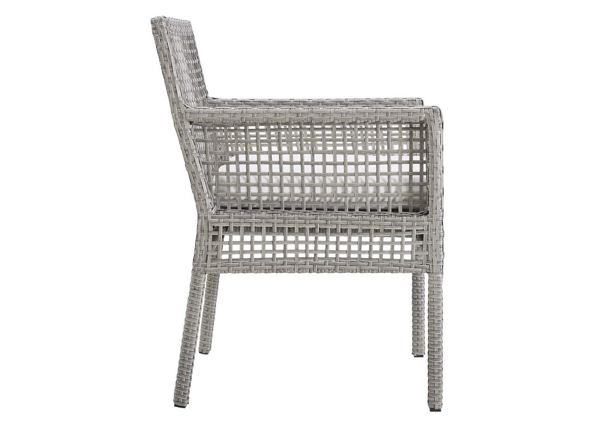 EEI-3594-GRY-WHI Aura Outdoor Patio Wicker Rattan Dining Armchair Set Of 4 By Modway