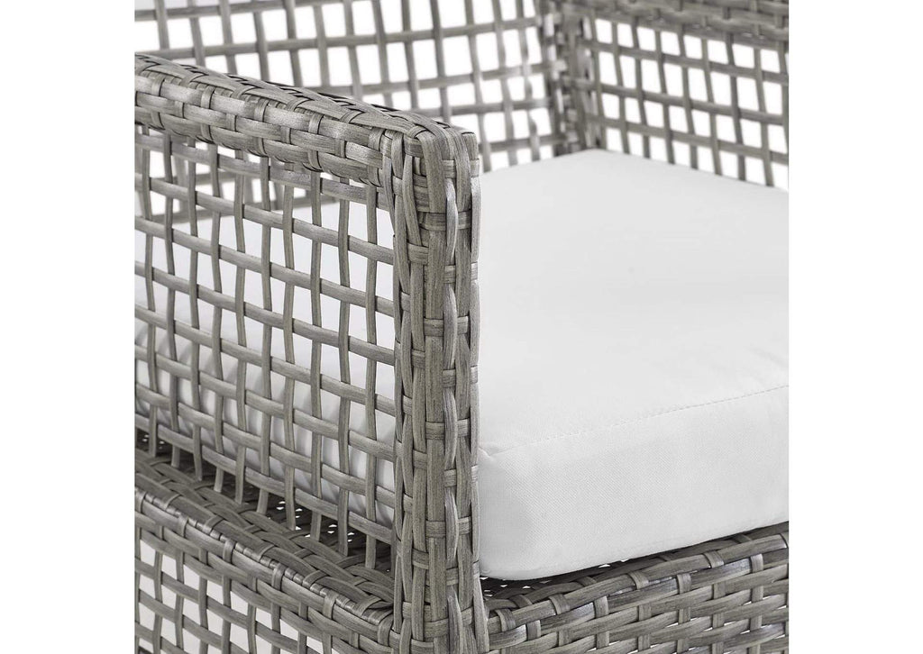 EEI-3594-GRY-WHI Aura Outdoor Patio Wicker Rattan Dining Armchair Set Of 4 By Modway