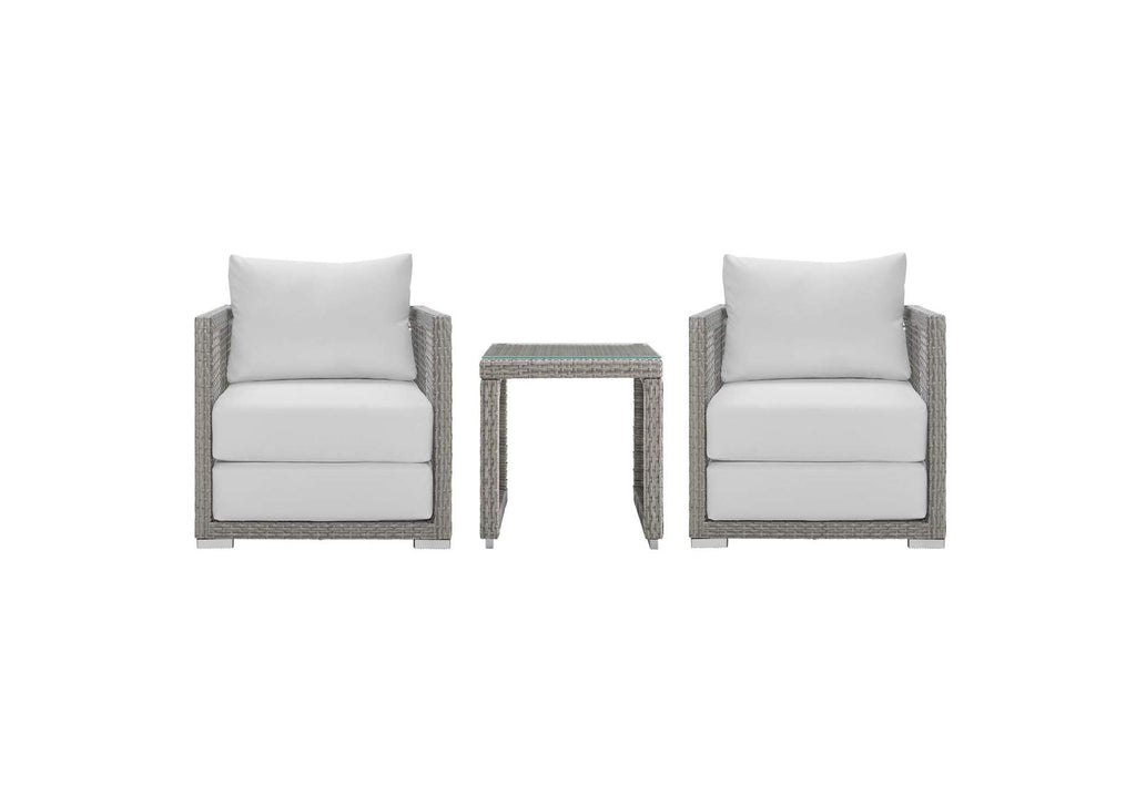 EEI-3595-GRY-WHI-SET Aura 3 Piece Outdoor Patio Wicker Rattan Set By Modway