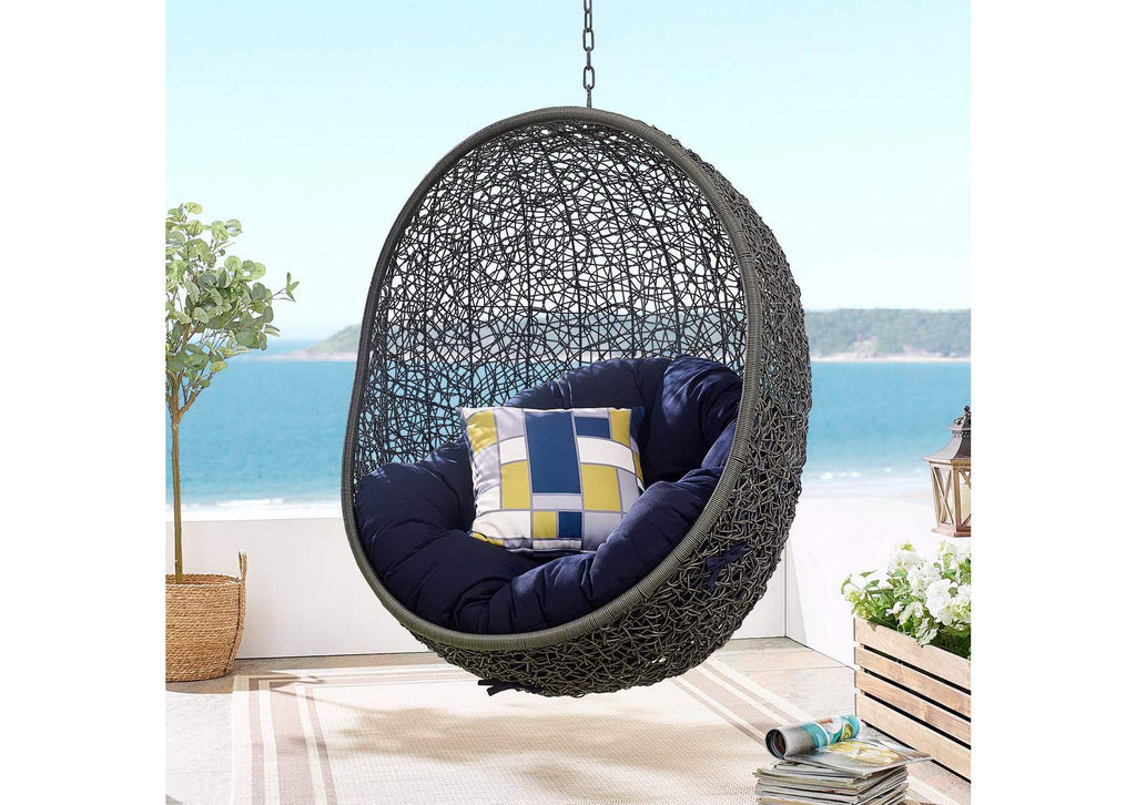 EEI-3634-GRY-NAV Hide Sunbrella® Fabric Swing Outdoor Patio Lounge Chair Without Stand By Modway