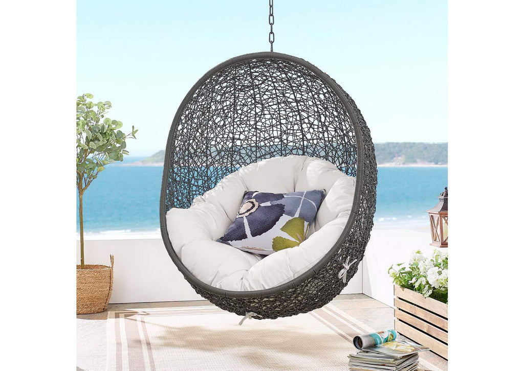 EEI-3634-GRY-WHI Hide Sunbrella® Fabric Swing Outdoor Patio Lounge Chair Without Stand By Modway
