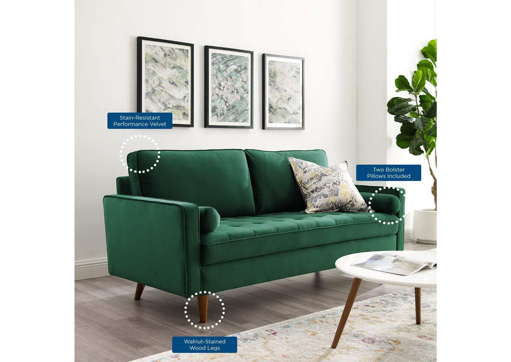 EEI-3764-GRN Valour Performance Velvet Sofa By Modway