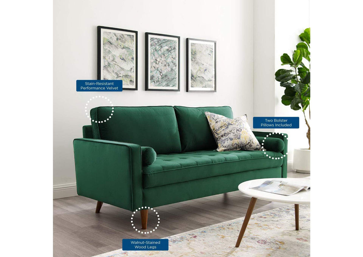 EEI-3764-GRN Valour Performance Velvet Sofa By Modway