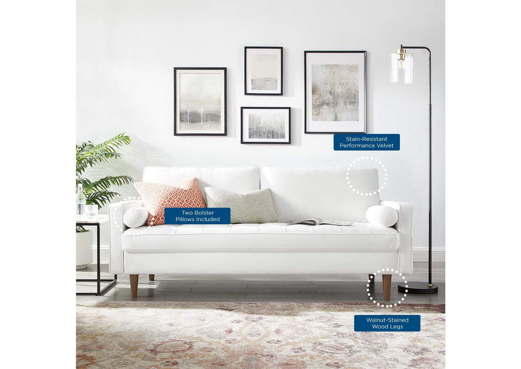 EEI-3764-WHI Valour Performance Velvet Sofa By Modway