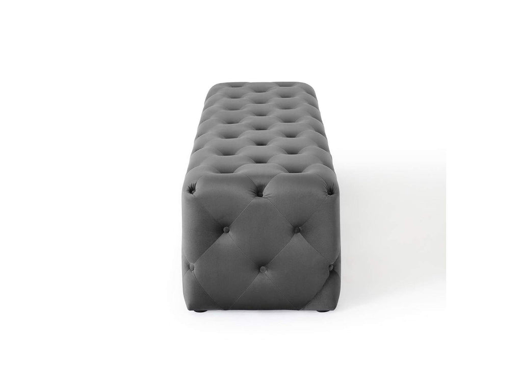 EEI-3772-GRY Amour 72" Tufted Button Entryway Performance Velvet Bench By Modway