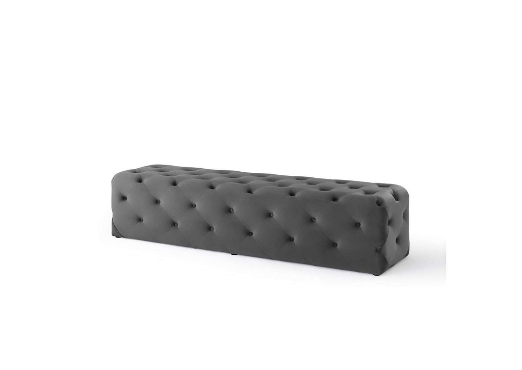 EEI-3772-GRY Amour 72" Tufted Button Entryway Performance Velvet Bench By Modway