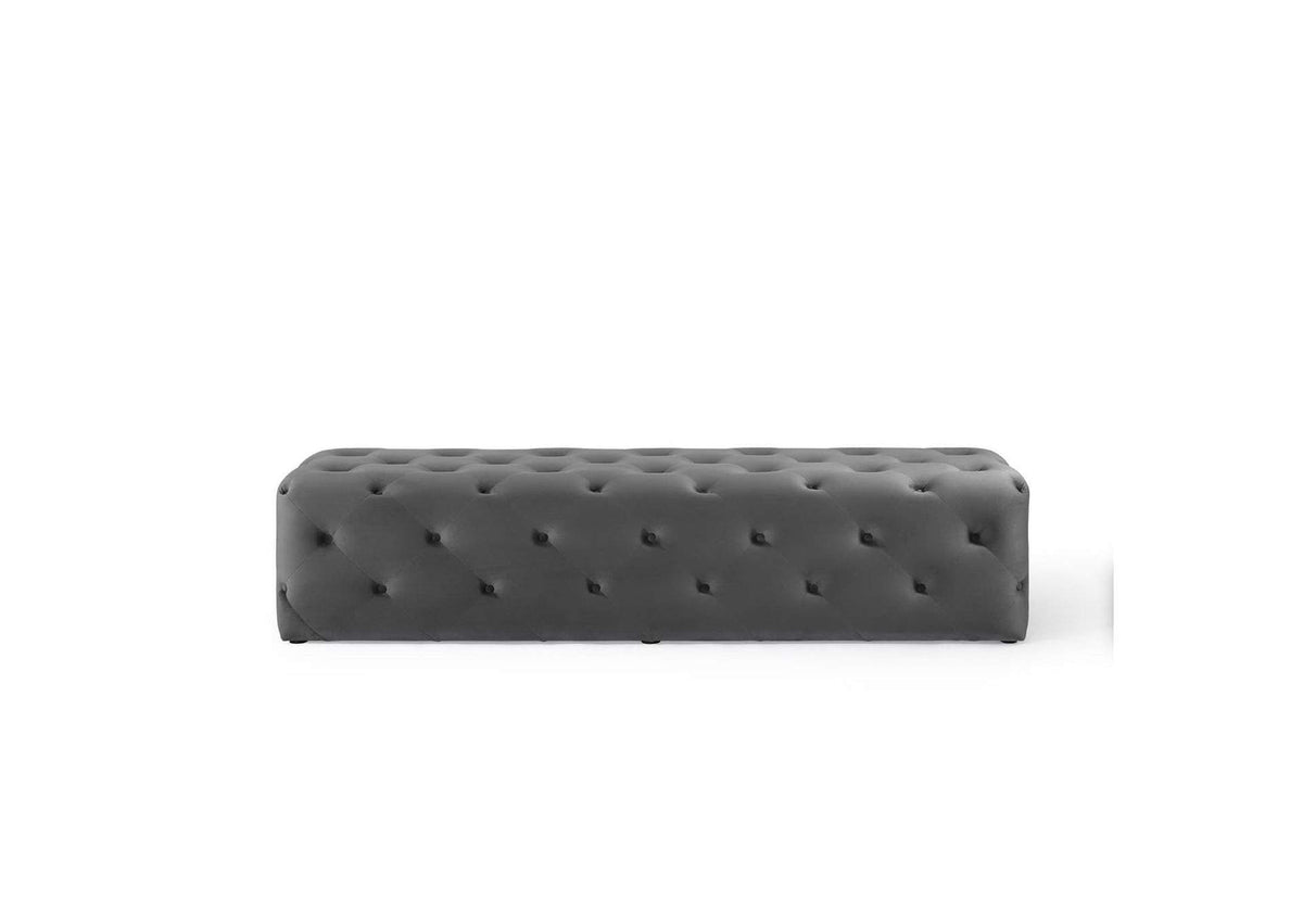 EEI-3772-GRY Amour 72" Tufted Button Entryway Performance Velvet Bench By Modway