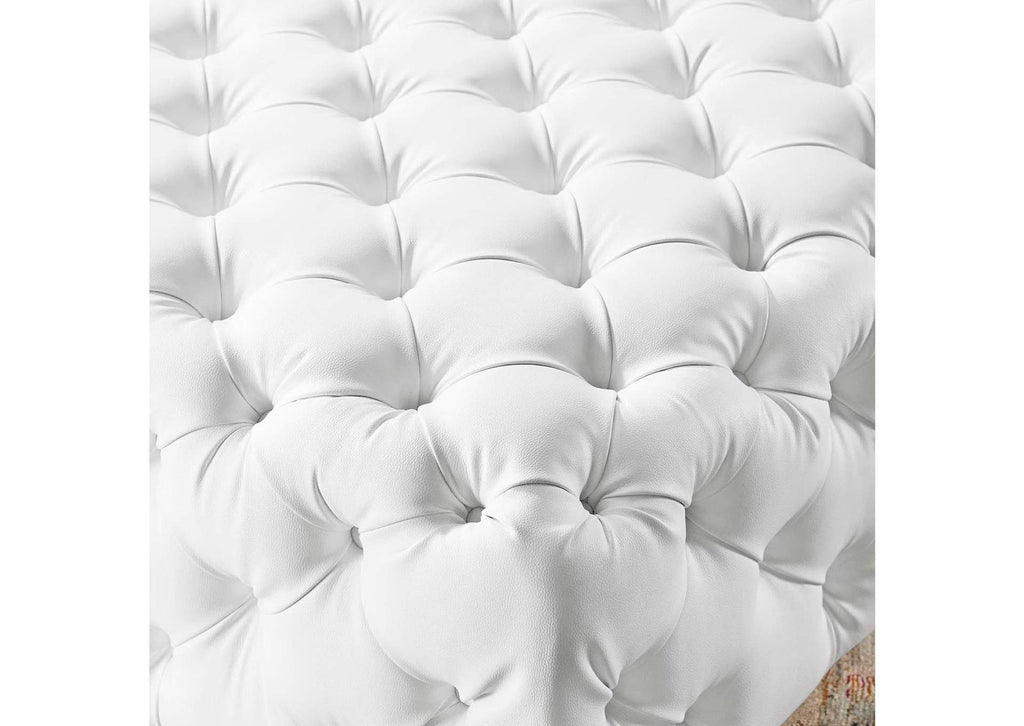 EEI-3773-WHI Amour Tufted Button Large Square Faux Leather Ottoman By Modway