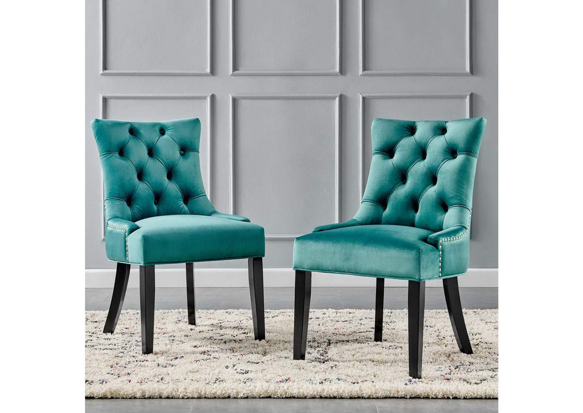 EEI-3780-TEA Regent Tufted Performance Velvet Dining Side Chairs Set Of 2 By Modway