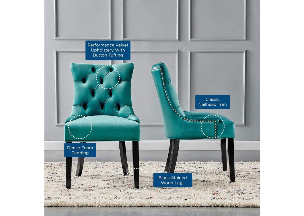 EEI-3780-TEA Regent Tufted Performance Velvet Dining Side Chairs Set Of 2 By Modway