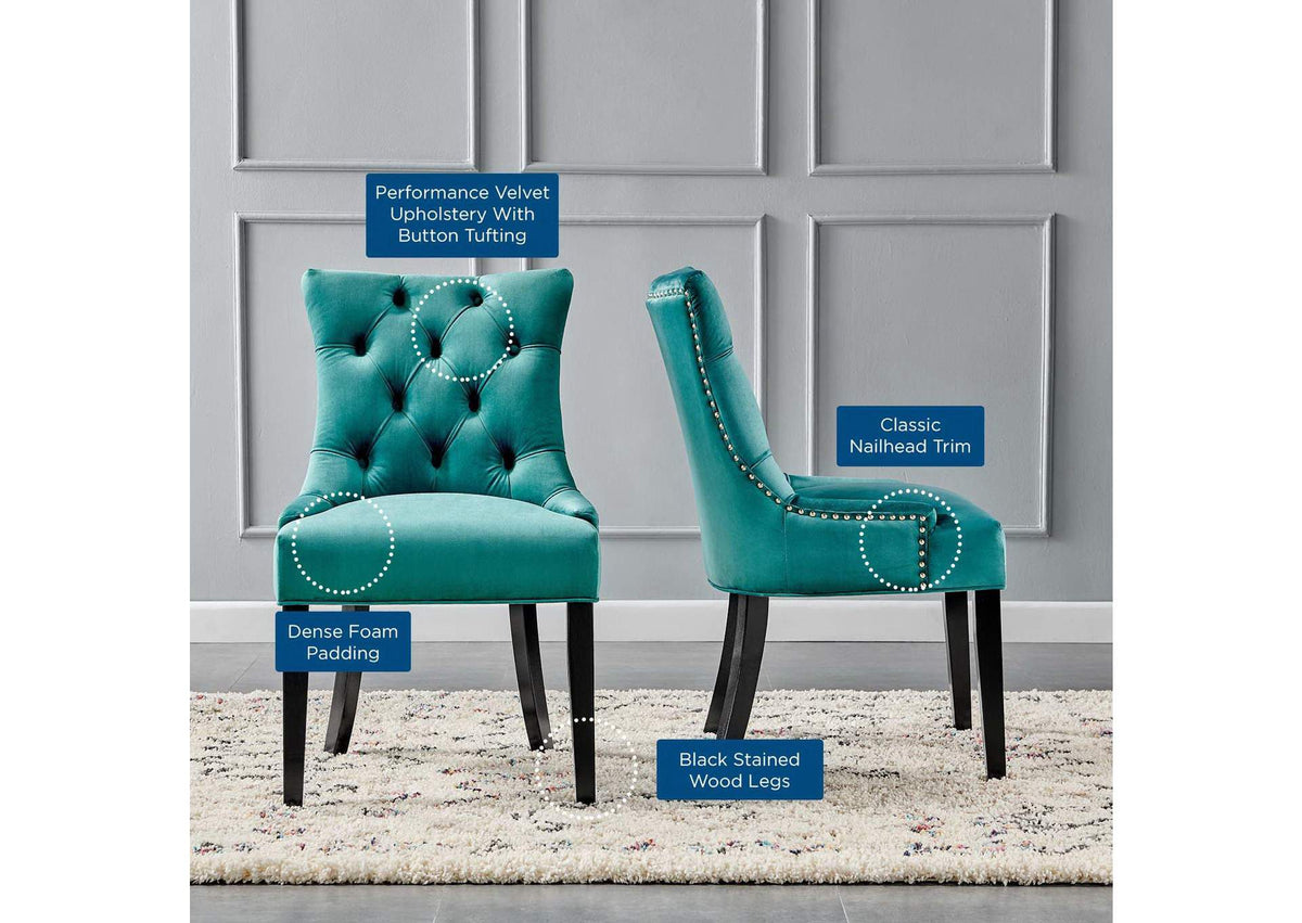 EEI-3780-TEA Regent Tufted Performance Velvet Dining Side Chairs Set Of 2 By Modway