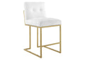 EEI-3852-GLD-WHI Privy Gold Stainless Steel Upholstered Fabric Counter Stool By Modway