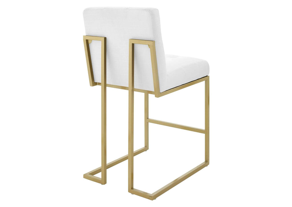 EEI-3852-GLD-WHI Privy Gold Stainless Steel Upholstered Fabric Counter Stool By Modway