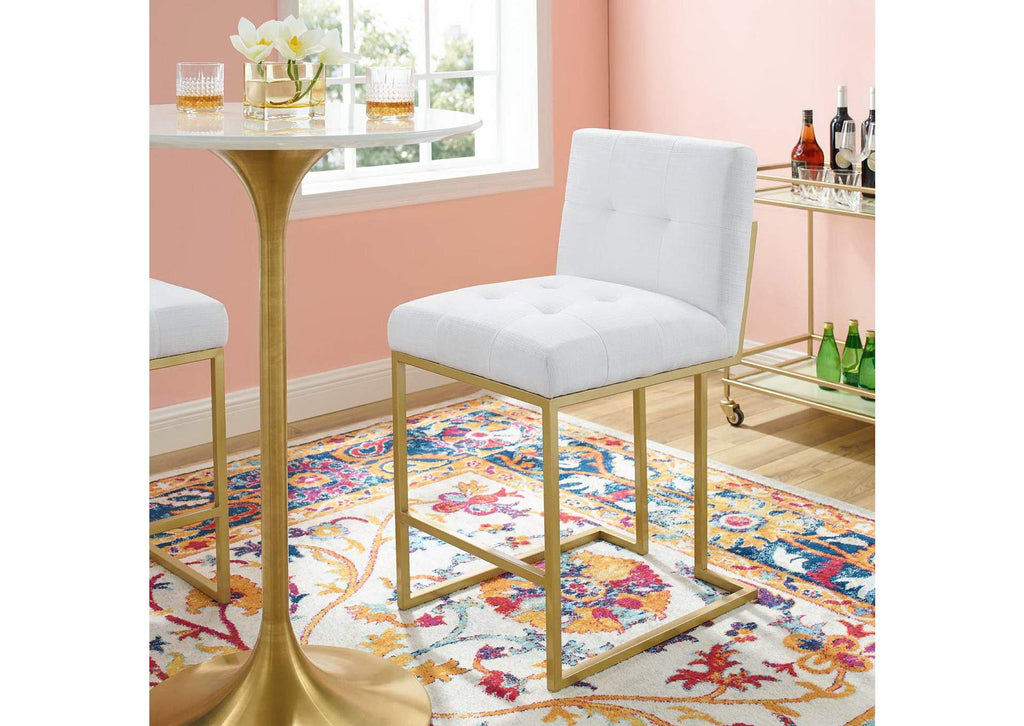 EEI-3852-GLD-WHI Privy Gold Stainless Steel Upholstered Fabric Counter Stool By Modway