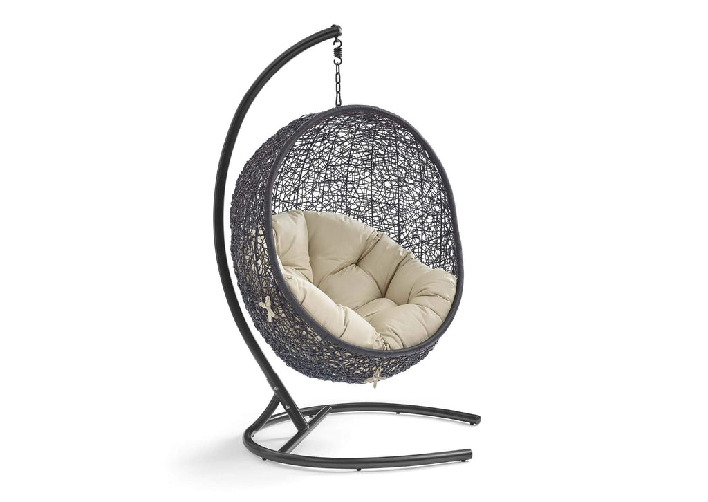 EEI-3943-BLK-BEI Encase Sunbrella® Swing Outdoor Patio Lounge Chair By Modway